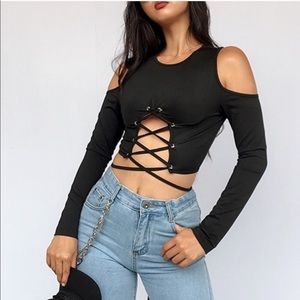 Lace up crop top
